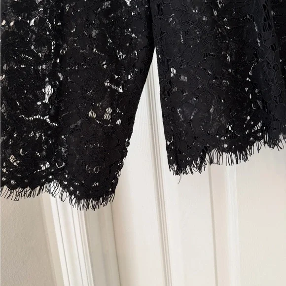 LOFT Black Lace Button-Up Blouse - Picture 3 of 6